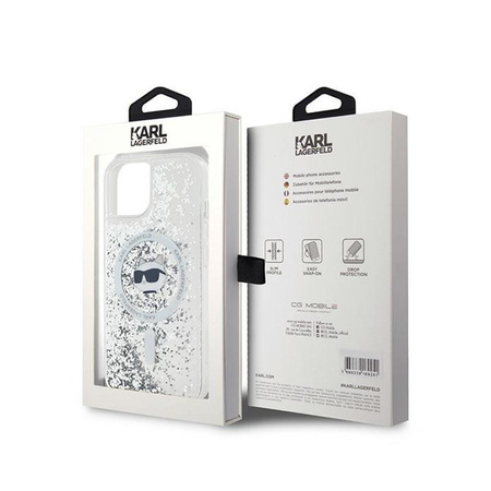 Karl Lagerfeld Liquid Glitter Choupette Head MagSafe - iPhone 13 Tasche (Transparent)