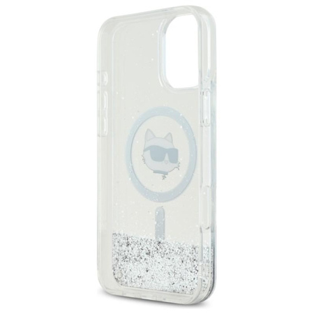 Karl Lagerfeld Liquid Glitter Choupette Head MagSafe - Pouzdro pro iPhone 16 (průhledné)