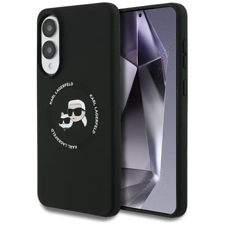 Karl Lagerfeld Silicone Double Heads And Circle MagSafe - Case for Samsung Galaxy S25 Edge (black)