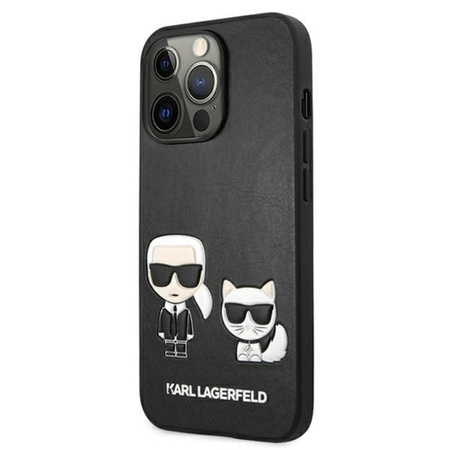 Karl Lagerfeld PU-Leder mit Karl & Choupette-Prägung - iPhone 13 Pro Max Tasche (schwarz)