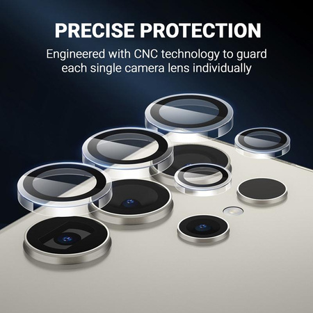 Crong Lens Ring - Vetro temperato per obiettivo della fotocamera Samsung Galaxy S24 Ultra (trasparente)