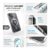 Speck Presidio Lux Grip ClickLock & MagSafe - Etui iPhone 16e / iPhone 15 / iPhone 14 / iPhone 13 (Clear / Platinium Glitter / Chrome Finish / Serene Silver)