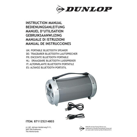 Dunlop - Bluetooth přenosný reproduktor 20W LED
