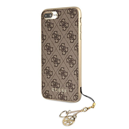 Guess 4G Charms Collection - Coque pour iPhone 8 Plus / 7 Plus avec pendentif (marron)