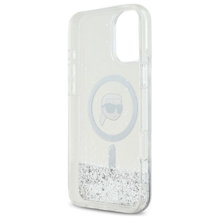 Karl Lagerfeld Liquid Glitter Karl Head MagSafe - Hülle für iPhone 16 (transparent)