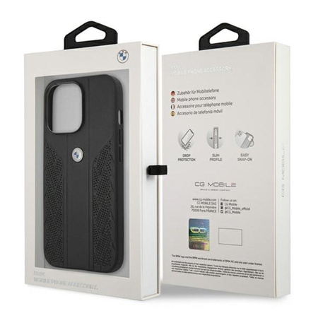 Kožené pouzdro BMW Curve Perforate HC - iPhone 13 Pro Max (černé)