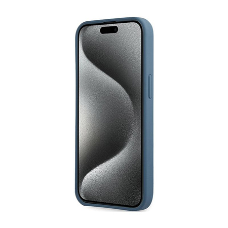 Guess 4G Bottom Stripe Metal Logo Collection - pouzdro pro iPhone 15 (modré)