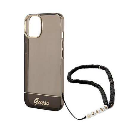 Guess Translucent Pearl Strap - pouzdro pro iPhone 14 (černé)