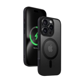 Crong Hybrid Frost MAG Cover - tok MagSafe tokkal iPhone 16 Pro készülékhez (fekete)
