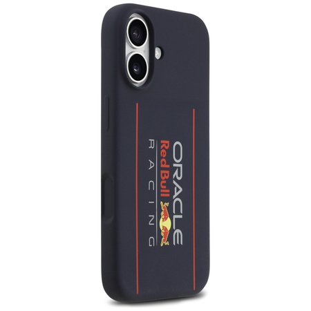 Custodia MagSafe in silicone con logo verticale oversize Red Bull per iPhone 17 (blu navy)