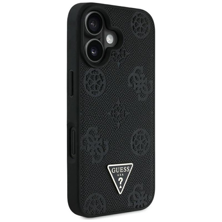Guess Grained Hot Stamp Peony Triangle Logo MagSafe - Case for iPhone 16 (black)