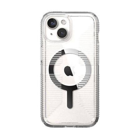 Speck Gemshell Grip + MagSafe - Coque pour iPhone 16e / iPhone 15 / iPhone 14 / iPhone 13 (Transparent / Finition Chrome)