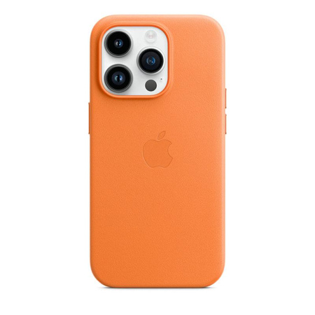 Apple Leather Case - Bőr tok MagSafe-zárolóval iPhone 14 Pro készülékhez (narancssárga)