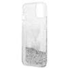 Karl Lagerfeld Liquid Glitter Karl & Choupette Head - Etui iPhone 13 mini (srebrny)