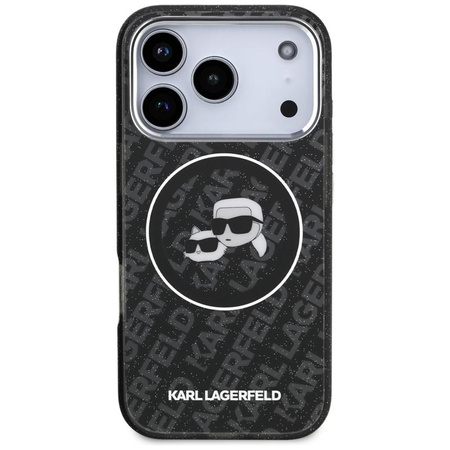 Karl Lagerfeld IML Glitter Karl & Choupette Heads Logo MagSafe - Case for iPhone 17 Pro (black)