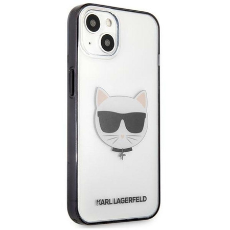 Karl Lagerfeld Choupette Head - iPhone 13 mini Tasche (Klar / Schwarzer Rahmen)