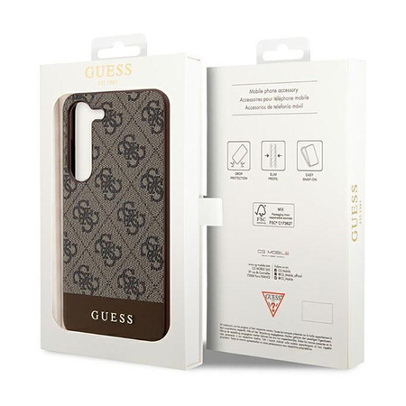 Guess 4G Bottom Stripe Metal Logo Collection - Hülle für Samsung Galaxy S23+ (Braun)