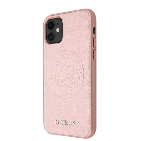 Guess Saffiano 4G Circle Logo - Coque iPhone 11 (rose)