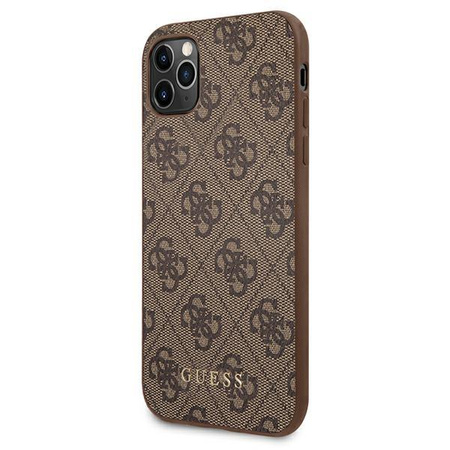 Guess 4G fém arany logó - iPhone 11 Pro tok (barna)