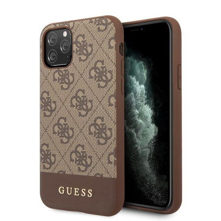Guess 4G Bottom Stripe Collection - pouzdro pro iPhone 11 Pro (hnědé)