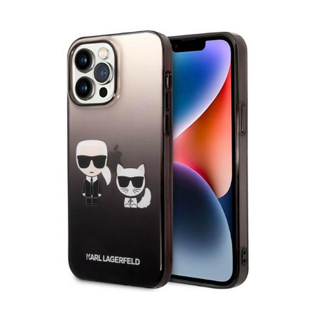 Karl Lagerfeld Gradient Ikonik Karl & Choupette - Coque iPhone 14 Pro (noir)