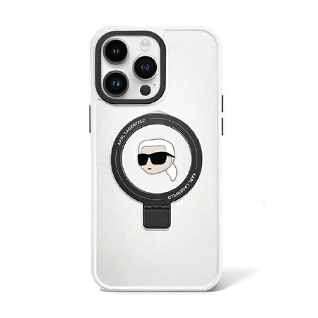 Karl Lagerfeld Ring Stand Karl Head MagSafe - iPhone 15 Pro Case (blanc)