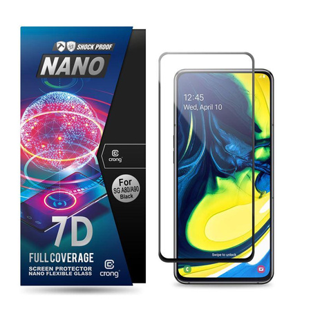 Crong 7D Nano Flexible Glass - Verre hybride 9H pour l'ensemble de l'écran du Samsung Galaxy A80 / A90