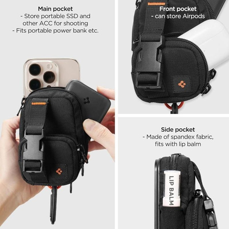 Spigen Snap Zip MagFit Pouch - Compact Bag / Magnetic Organizer MagSafe (Black)