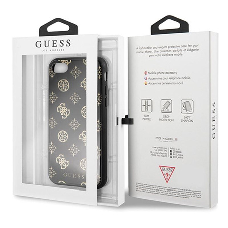 Guess Double Layer Glitter Case Peony G - Coque iPhone SE 2020 / 8 / 7 (Noir)