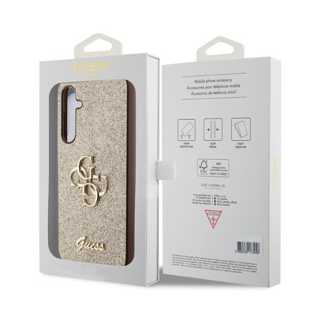 Guess Glitter Script Big 4G - Étui Samsung Galaxy S23 FE (Or)