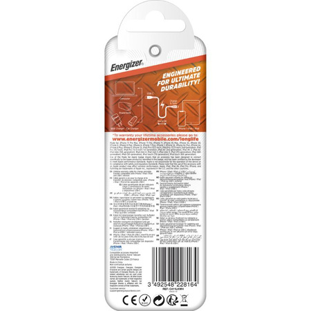 Energizer HardCase - Câble de connexion USB-C vers Lightning certifié MFi 1,2 m (blanc) garanti à vie