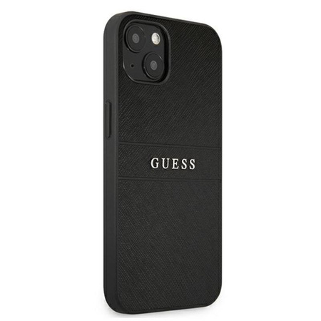 Guess Saffiano Metal Logo Stripes - pouzdro pro iPhone 13 (černé)