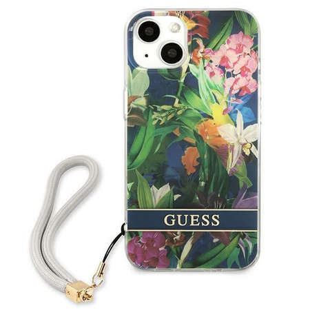 Guess Flower Cord - tok zsinórral iPhone 13 mini (kék)