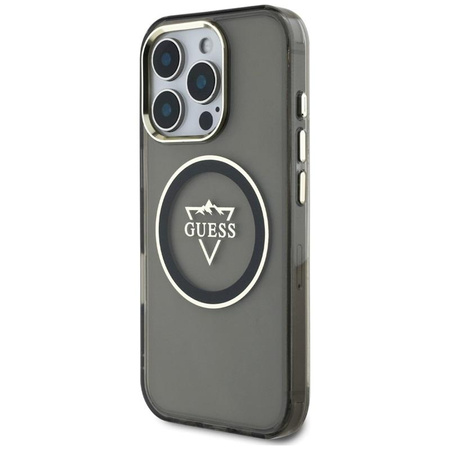 Guess IML Metal Mountain Logo MagSafe - Tasche für iPhone 16 Pro (schwarz)