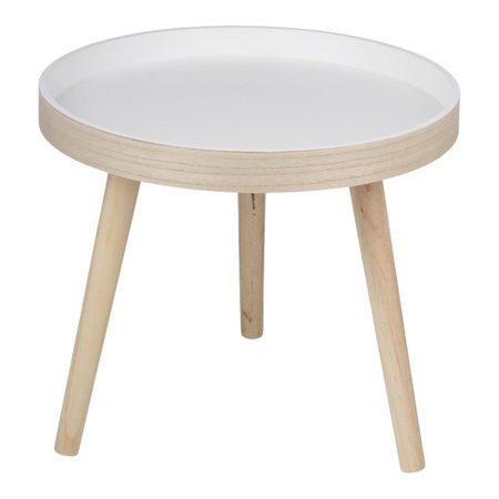 Arti Casa - Round Coffee Table for Living Room 40x36 cm (White / Wood)