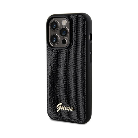 Guess Sequin Script Metal - iPhone 14 Pro Max Tasche (schwarz)
