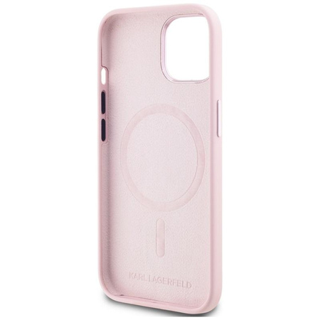 Karl Lagerfeld Silicone Shadow Metal Initial MagSafe - Hülle für iPhone 15 (rosa)