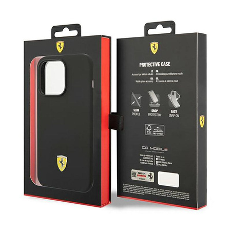 Ferrari Liquid Silicone Case Metal Logo MagSafe - pouzdro pro iPhone 14 Pro (černé)