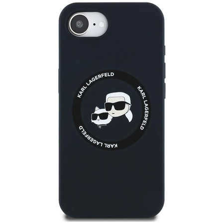 Karl Lagerfeld Silikon Karl & Choupette Heads MagSafe - Hülle für iPhone 16e (schwarz)