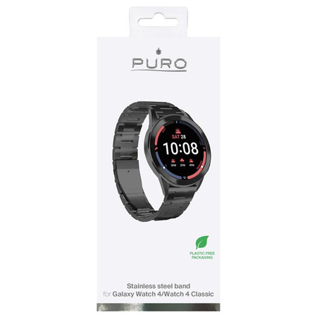 PURO fém rozsdamentes acél szíj - szíj / rozsdamentes acél karkötő Samsung Galaxy Watch 5 / Watch 5 Pro / Watch 4 / Watch 4 Classic (fekete)