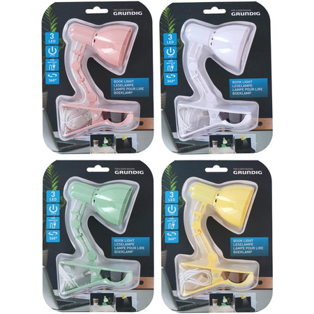 Grundig - LED lampička na čtení/stojan USB (žlutá)