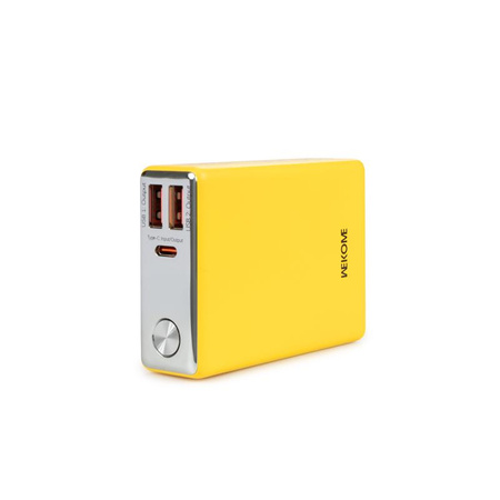 WEKOME WP-27 Tint Series - Power bank 10000 mAh szupergyors töltés USB-C PD 20W + 2x USB-A QC3.0 22.5W (Sárga)