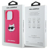 Karl Lagerfeld Silikon Choupette Kopf drucken MagSafe - iPhone 16 Pro Fall (fuchsia)