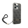 Guess 4G Print Cord - Etui avec dragonne iPhone 14 Pro (noir)