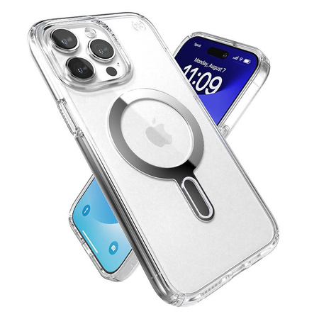 Speck Presidio Perfect-Clear ClickLock & Magsafe - tok iPhone 15 Pro Max (átlátszó / krómozott kivitelben / derűs ezüst)