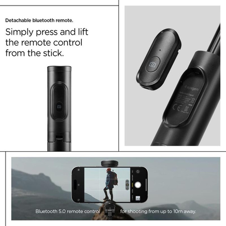 Spigen S541W Bluetooth Selfie Stick Tripod - Stojan na chytrý telefon / držák selfie tyče (černý)
