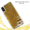 Zizo Liquid Glitter Star Case - iPhone X tok (rózsaszín virágok)