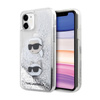 Karl Lagerfeld Liquid Glitter Karl & Choupette Heads - iPhone 11 tok (ezüst)