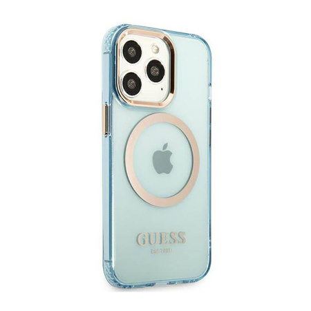 Guess GUHMP13XHTCMB iPhone 13 Pro Max 6,7" niebieski/blue hard case Gold Outline Translucent MagSafe