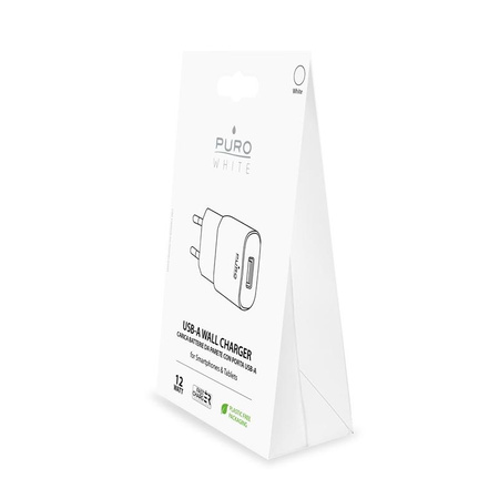 PURO Weißes Mini-Reise-Schnellladegerät - USB-A 12 W 2,4 A Schnellladegerät (weiß)
